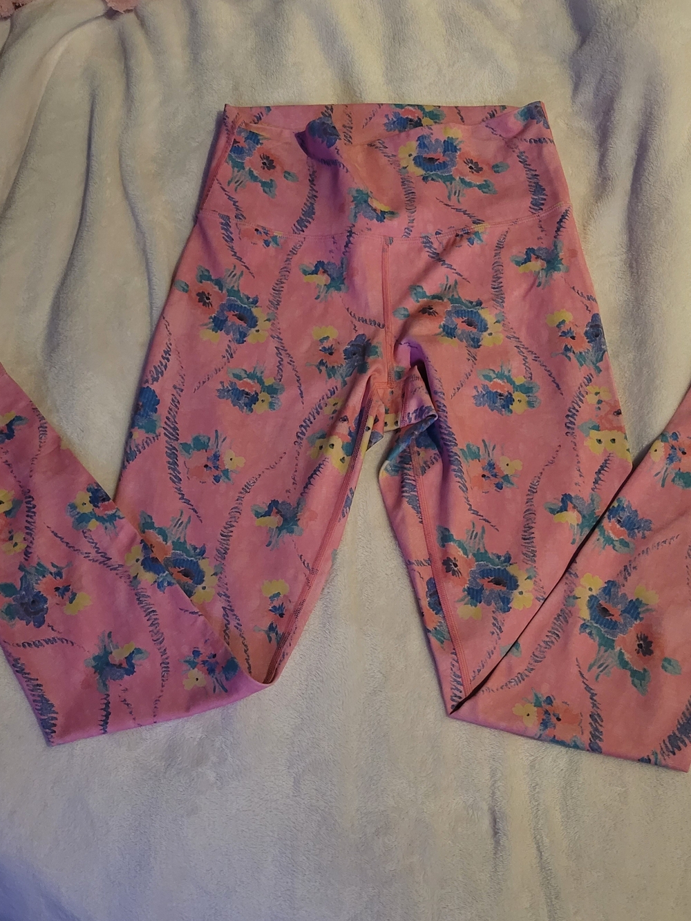 LoveShackFancy Beach Riot Pink Floral High-Waist Leggings